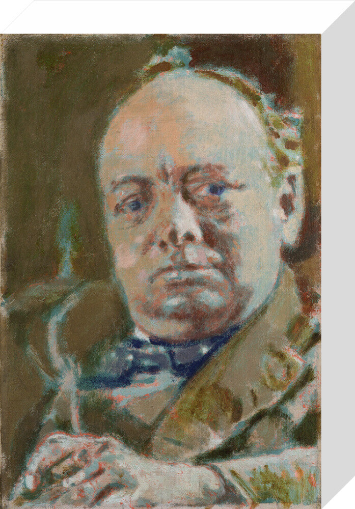 Winston churchill portrait print (stretched canvas, small, no frame)