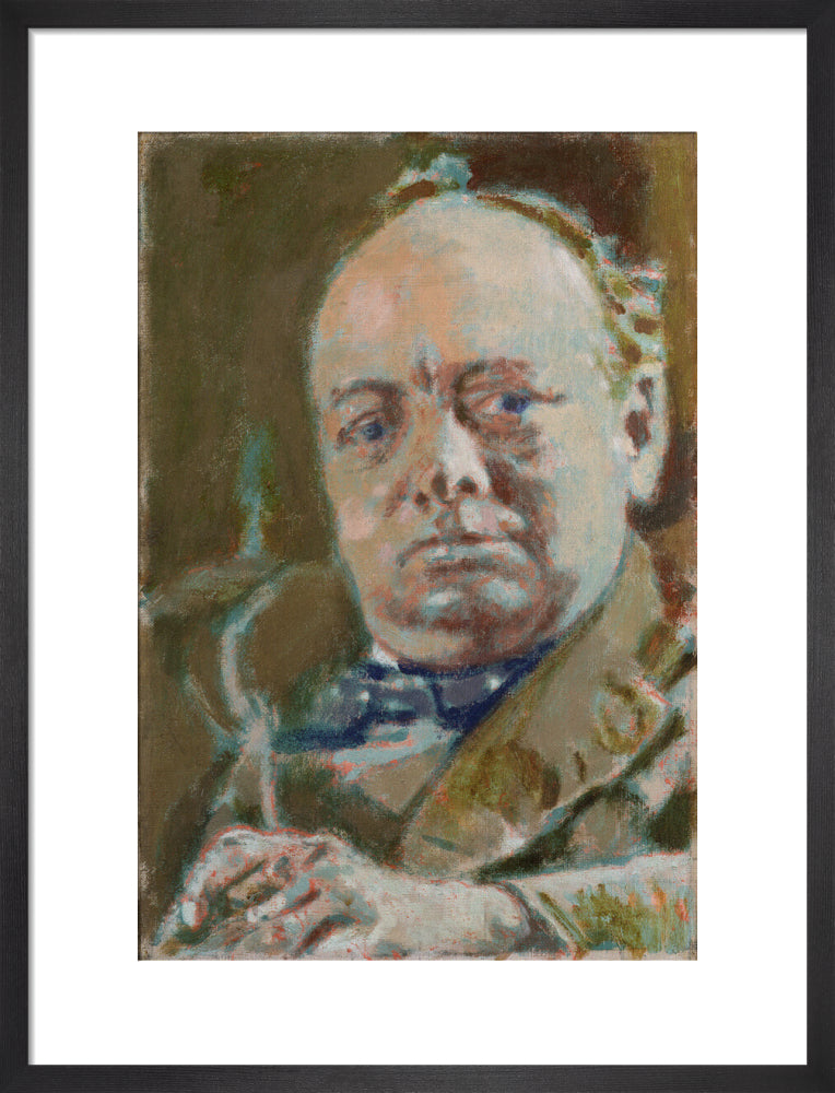 Winston churchill portrait print (art print, medium, black frame)