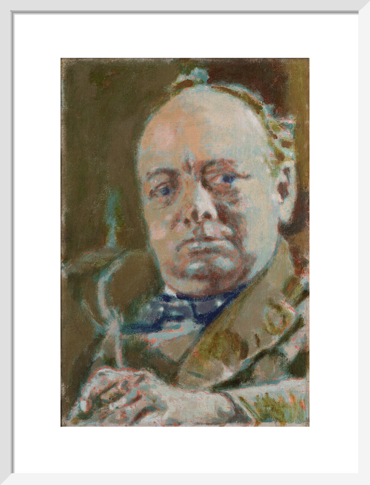 Winston churchill portrait print (art print, medium, white frame)