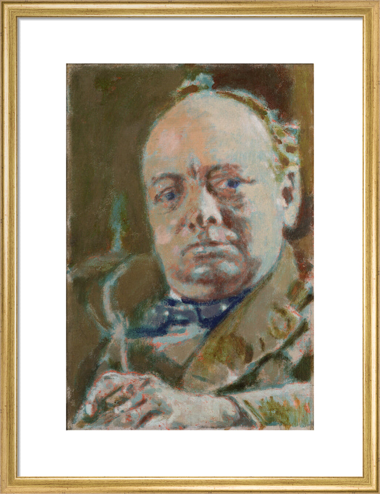Winston churchill portrait print (art print, medium, gold frame)