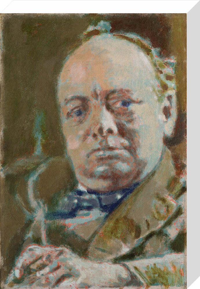 Winston churchill portrait print (stretched canvas, medium, no frame)
