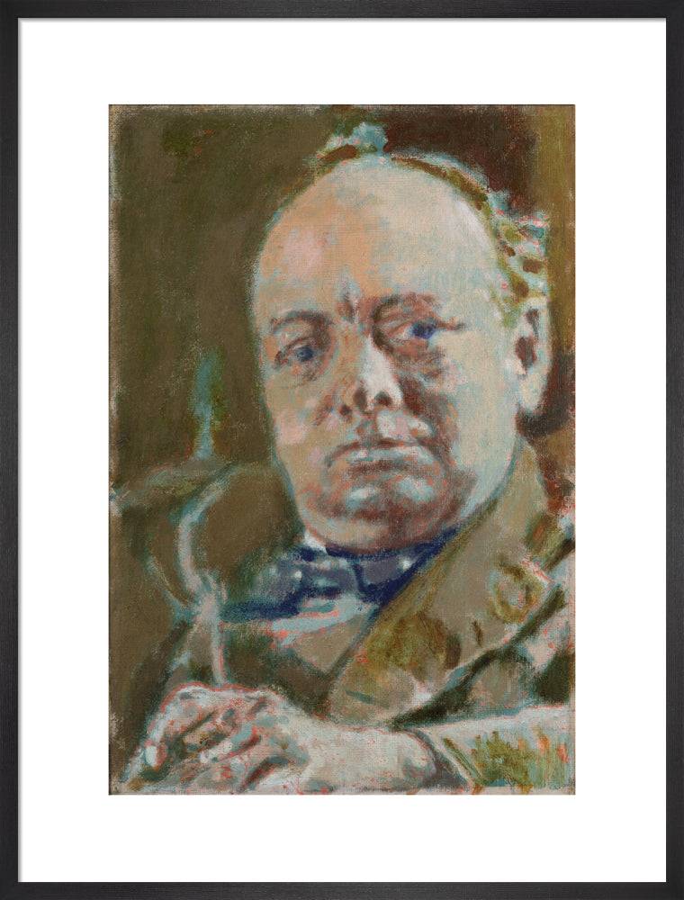 Winston churchill portrait print (art print, large, black frame)