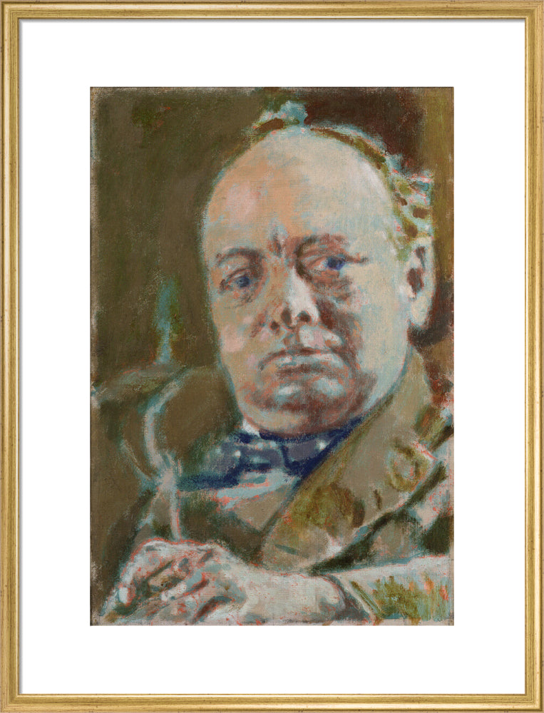 Winston churchill portrait print (art print, large, gold frame)