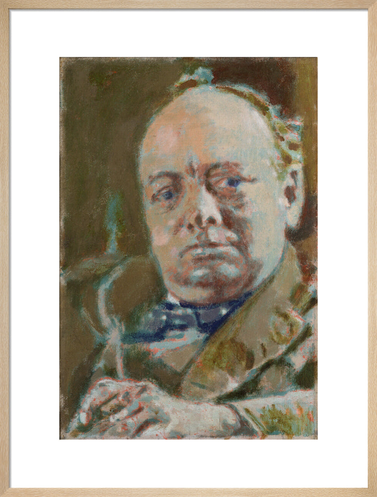 Winston churchill portrait print (art print, large, natural frame)