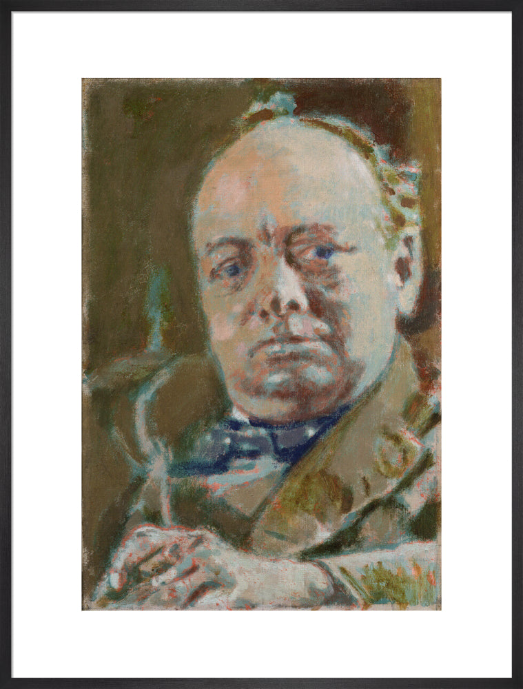 Winston churchill portrait print (art print, extra large, black frame)