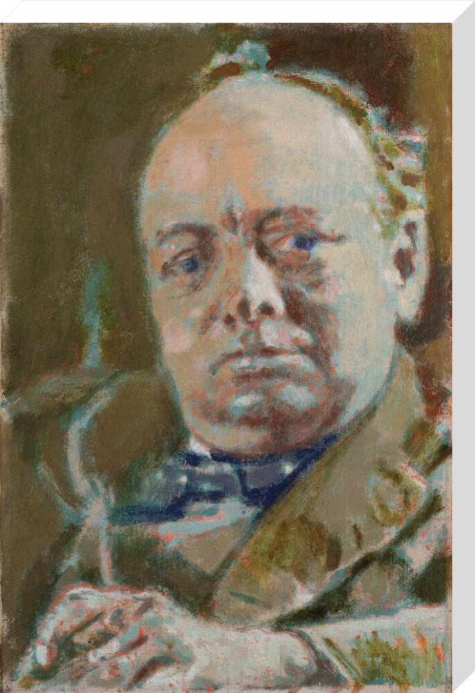 Winston churchill portrait print (stretched canvas, large, no frame)