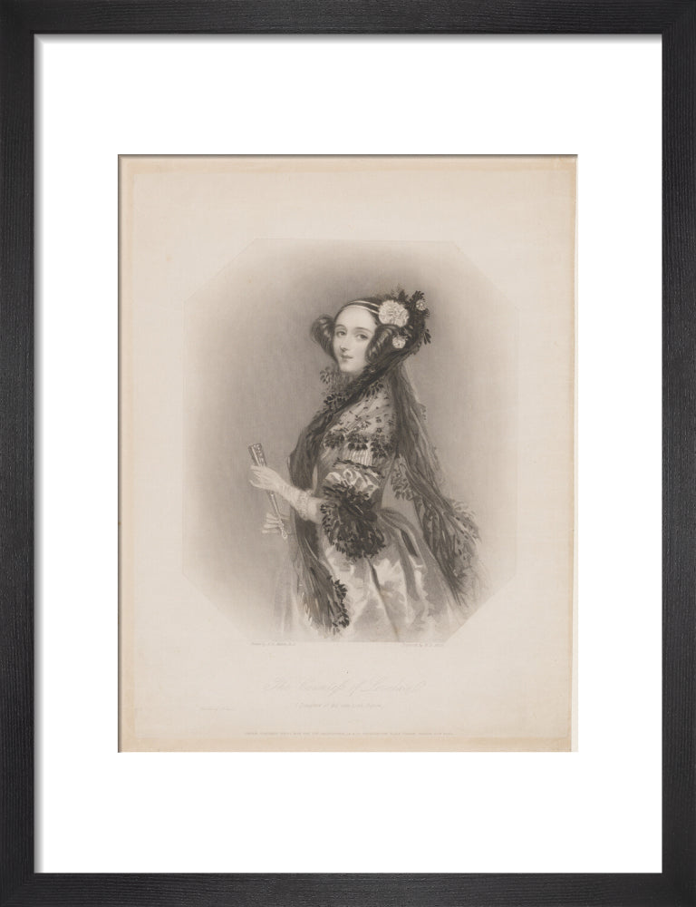 Ada lovelace portrait print (art print, small, black frame frame)