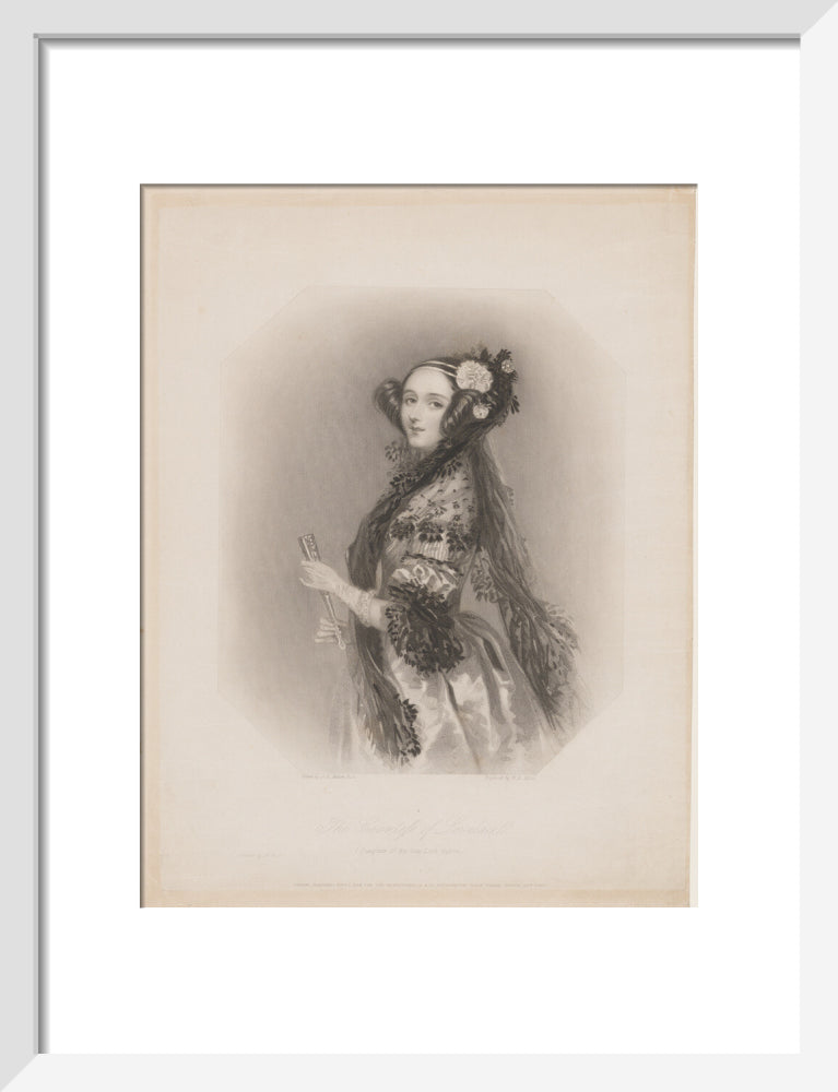Ada lovelace portrait print (art print, small, white frame frame)
