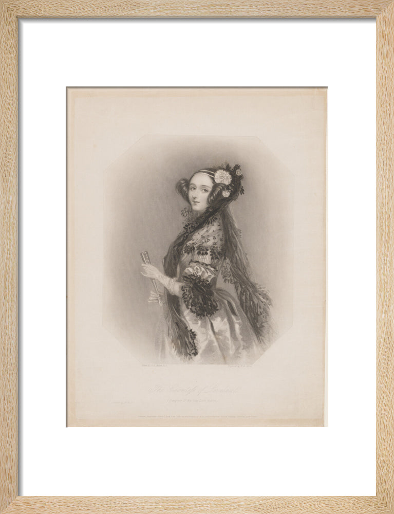 Ada lovelace portrait print (art print, small, natural frame frame)