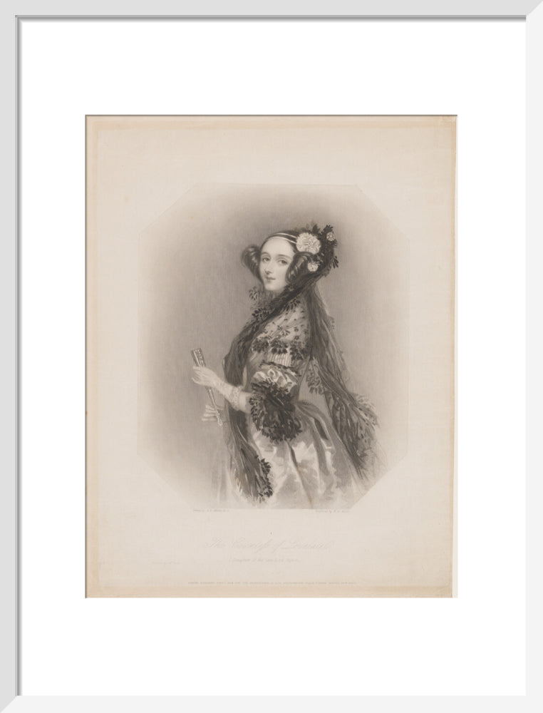 Ada lovelace portrait print (art print, medium, white frame frame)