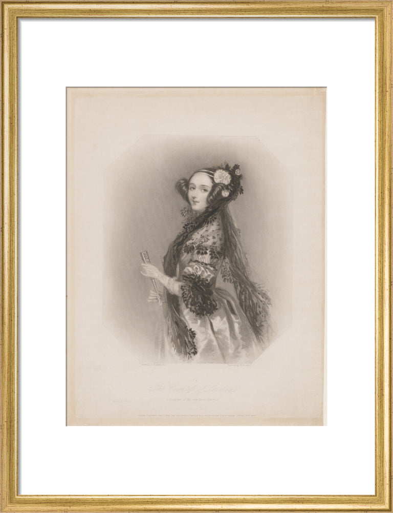 Ada lovelace portrait print (art print, medium, gold frame frame)