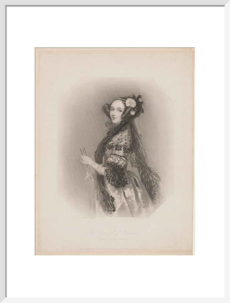 Ada lovelace portrait print (art print, large, white frame frame)
