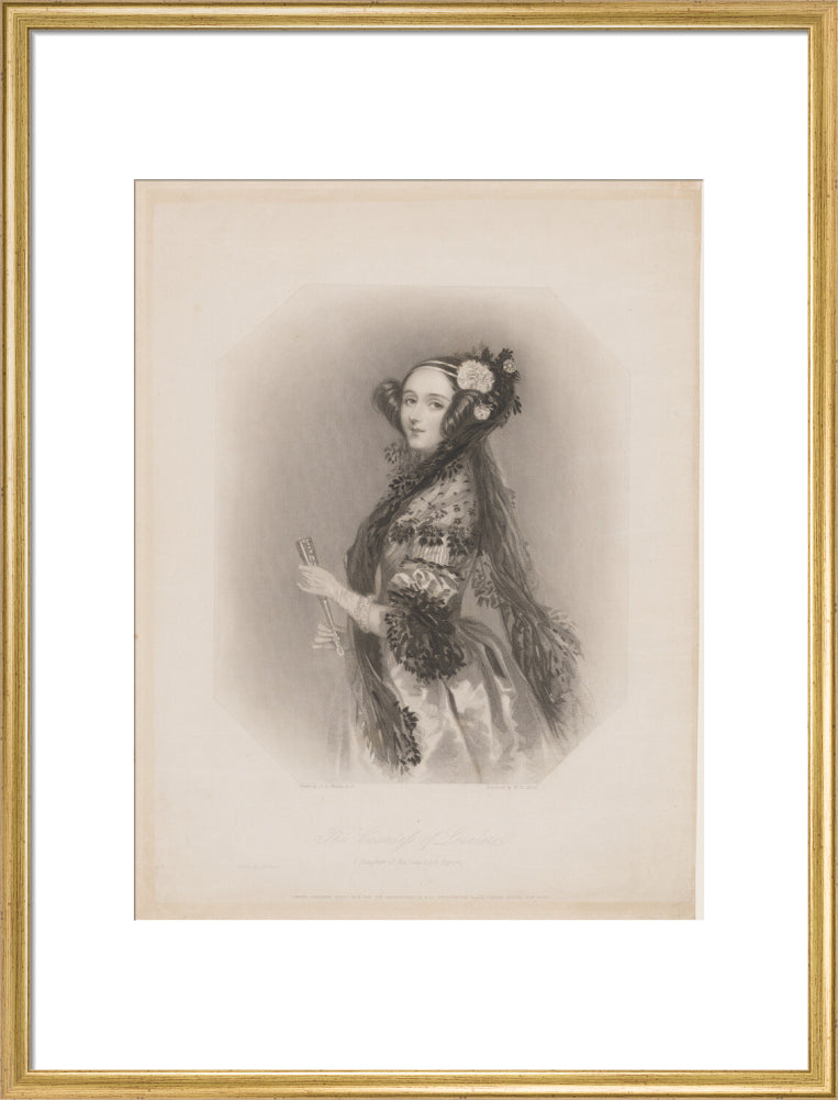 Ada lovelace portrait print (art print, large, gold frame frame)