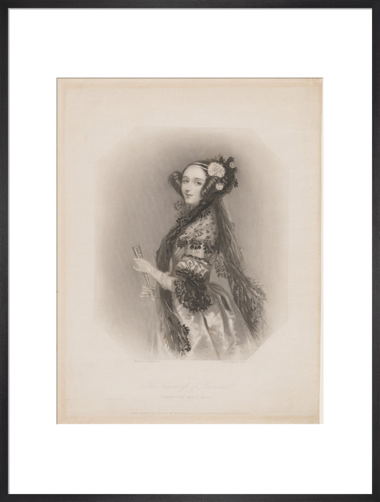 Ada lovelace portrait print (art print, extra large, black frame frame)