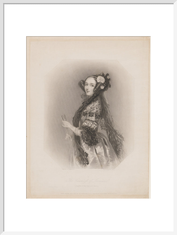 Ada lovelace portrait print (art print, extra large, white frame frame)