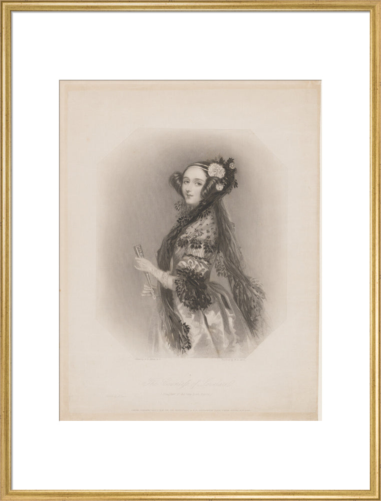 Ada lovelace portrait print (art print, extra large, gold frame frame)