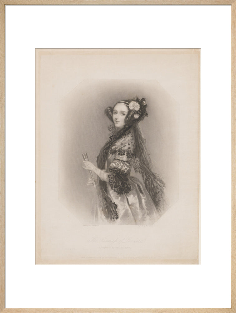 Ada lovelace portrait print (art print, extra large, natural frame frame)