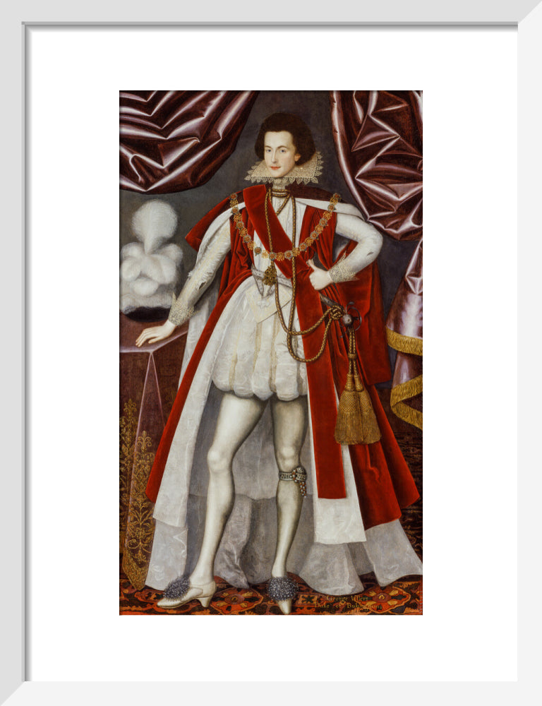 George villiers, 1st duke of buckingham portrait print (art print, small, white frame)