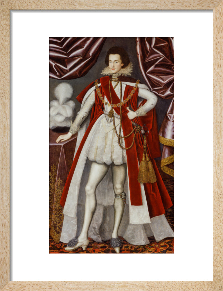 George villiers, 1st duke of buckingham portrait print (art print, small, natural frame)
