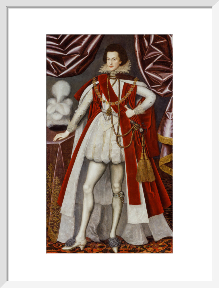 George villiers, 1st duke of buckingham portrait print (art print, medium, white frame)