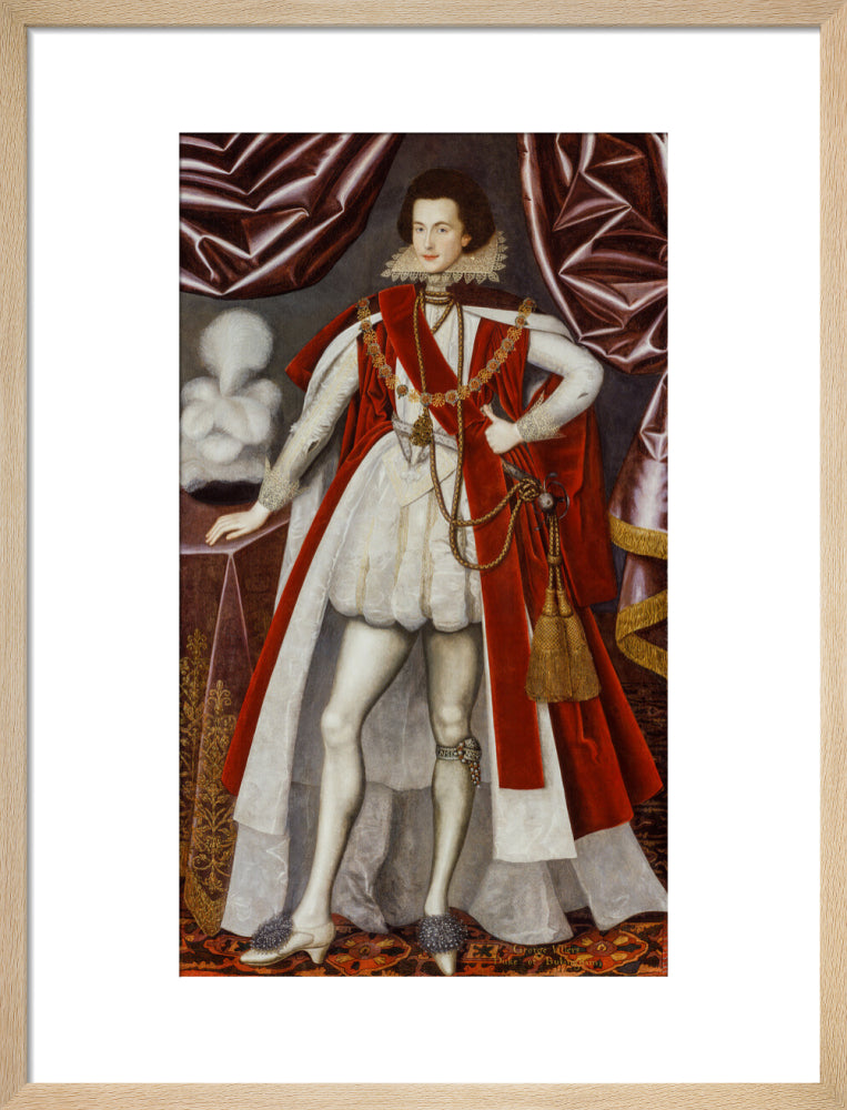 George villiers, 1st duke of buckingham portrait print (art print, medium, natural frame)