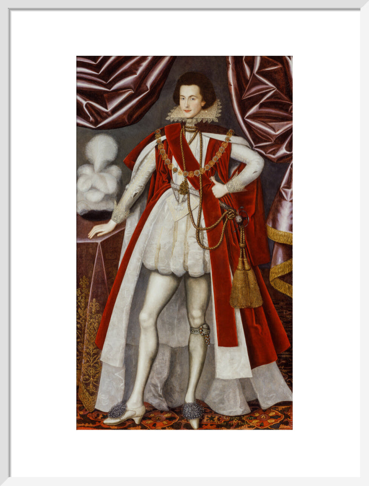 George villiers, 1st duke of buckingham portrait print (art print, large, white frame)