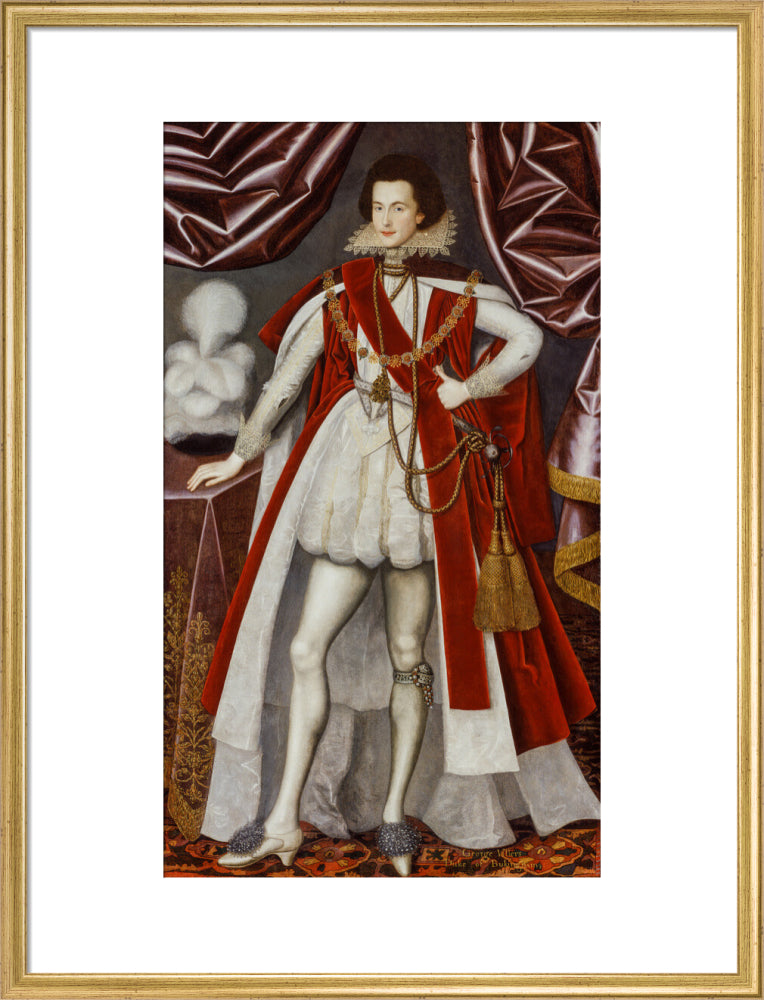 George villiers, 1st duke of buckingham portrait print (art print, large, gold frame)
