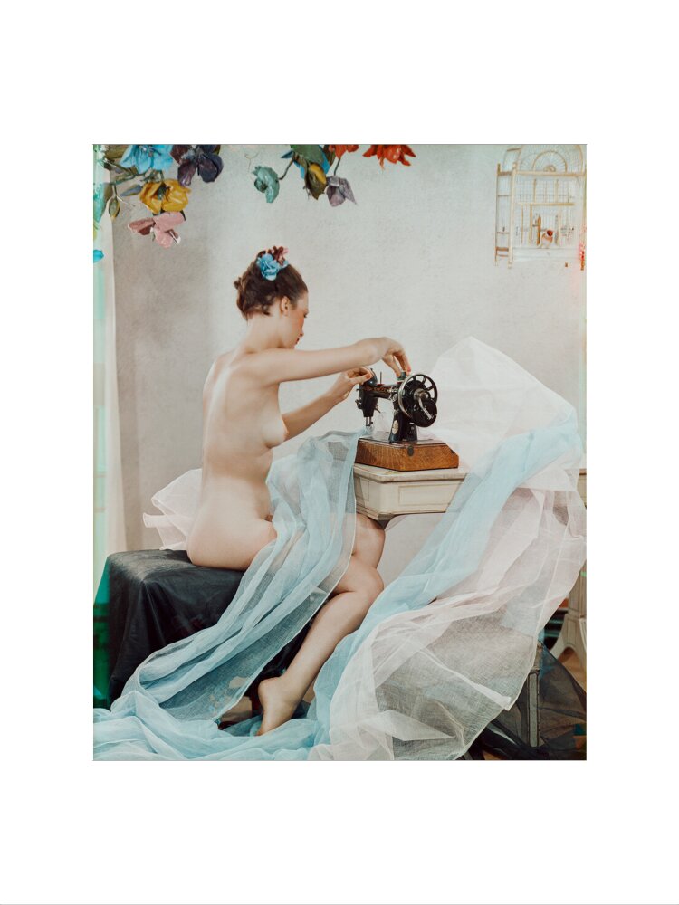 Machine worker in summer (joan richards) portrait print (art print, extra large, no frame)