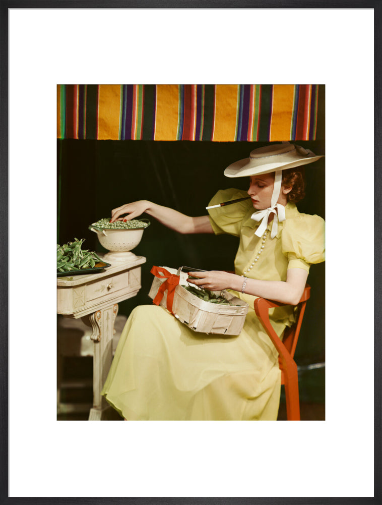 Shelling peas (rosemary chance (née gregory hood)) portrait print (art print, extra large, black frame)