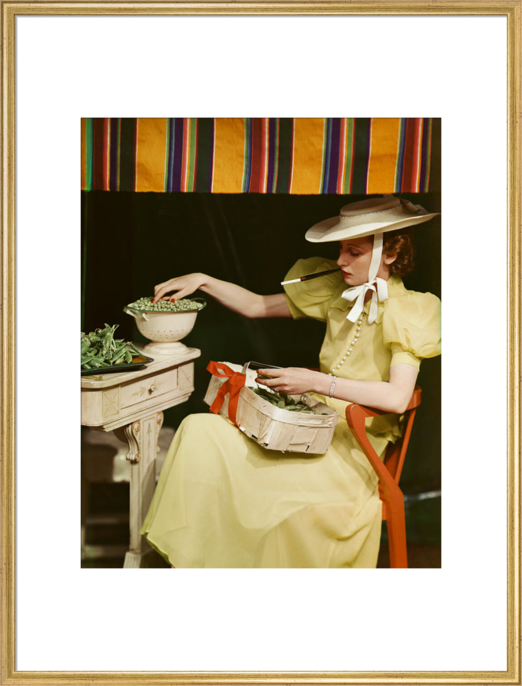 Shelling peas (rosemary chance (née gregory hood)) portrait print (art print, extra large, gold frame)