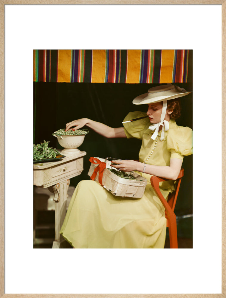 Shelling peas (rosemary chance (née gregory hood)) portrait print (art print, extra large, natural frame)