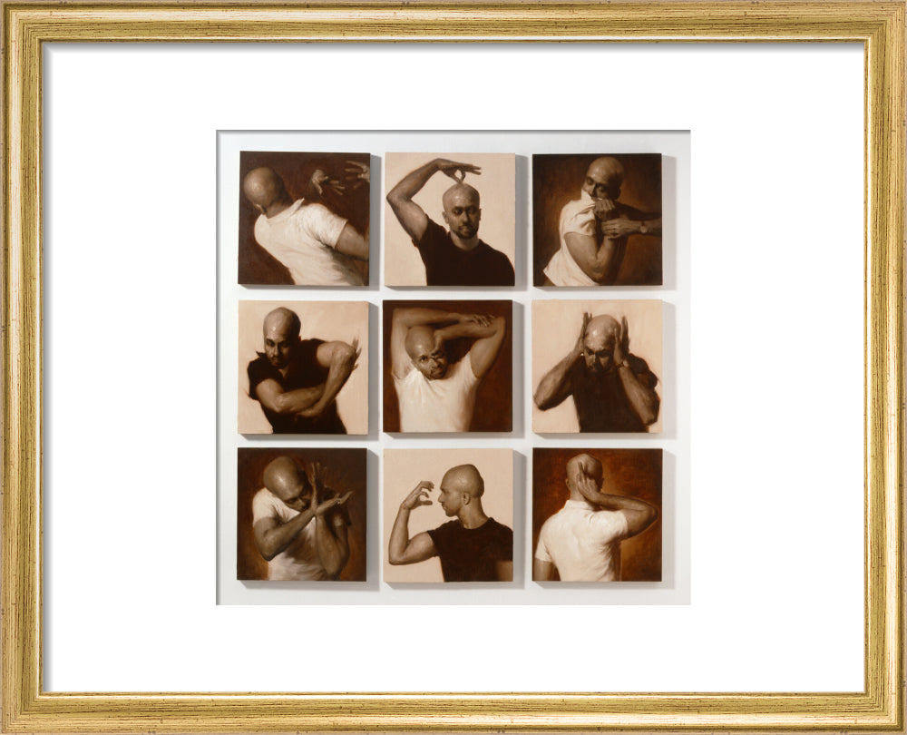Akram khan portrait print (art print, small, gold frame)