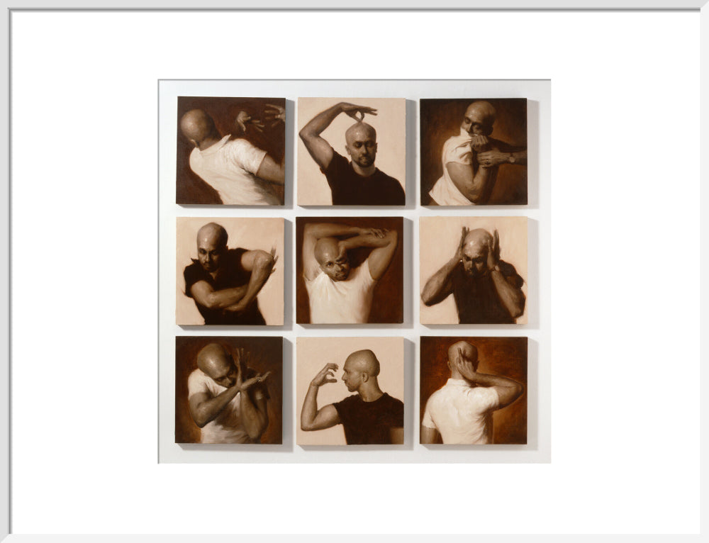 Akram khan portrait print (art print, large, white frame)
