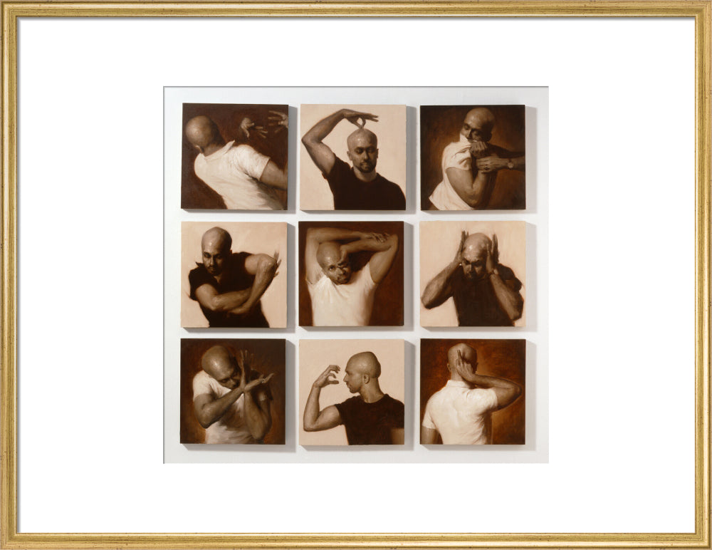 Akram khan portrait print (art print, large, gold frame)