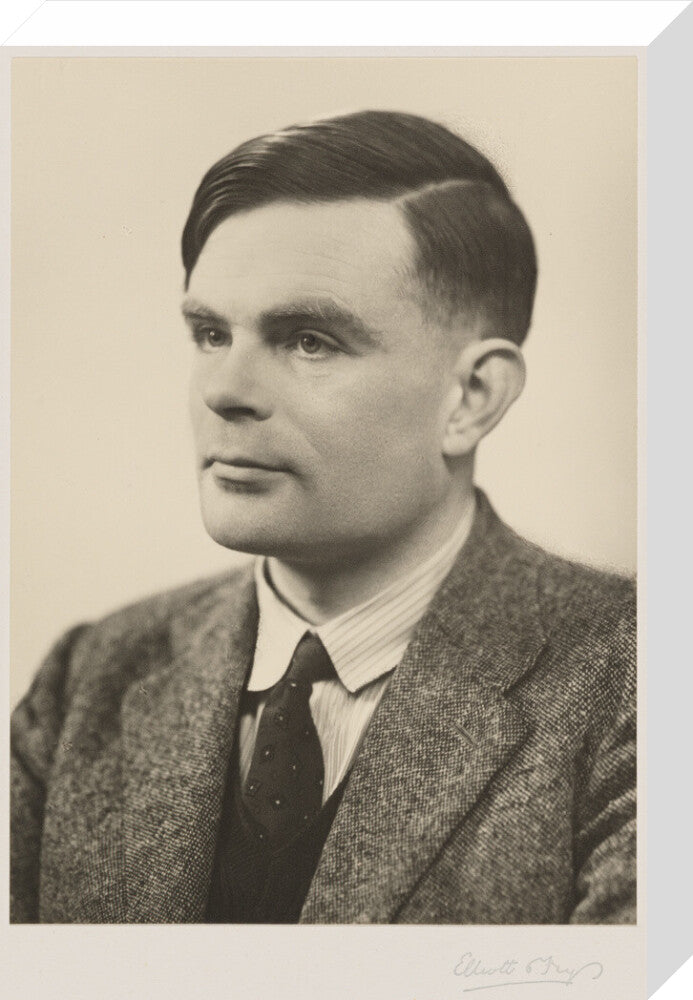 Alan turing portrait print (stretched canvas, medium, no frame)