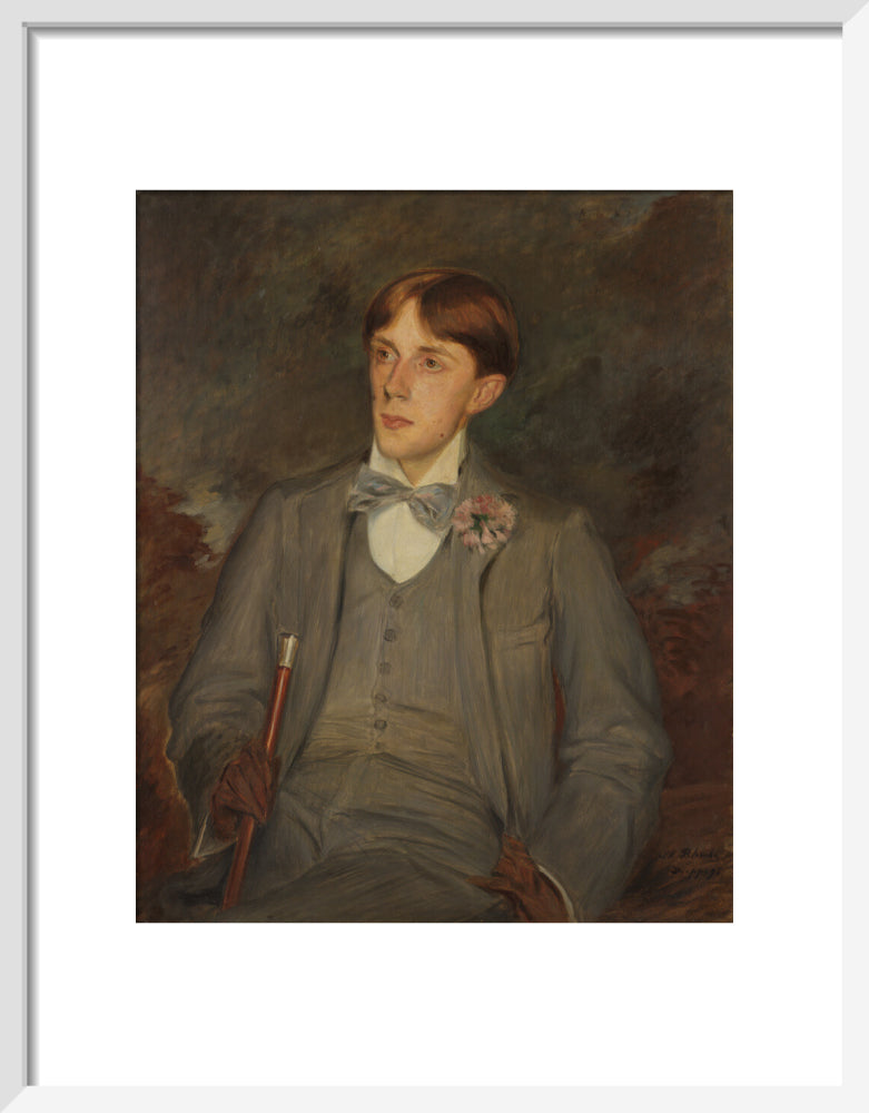 Aubrey beardsley portrait print (art print, small, white frame)