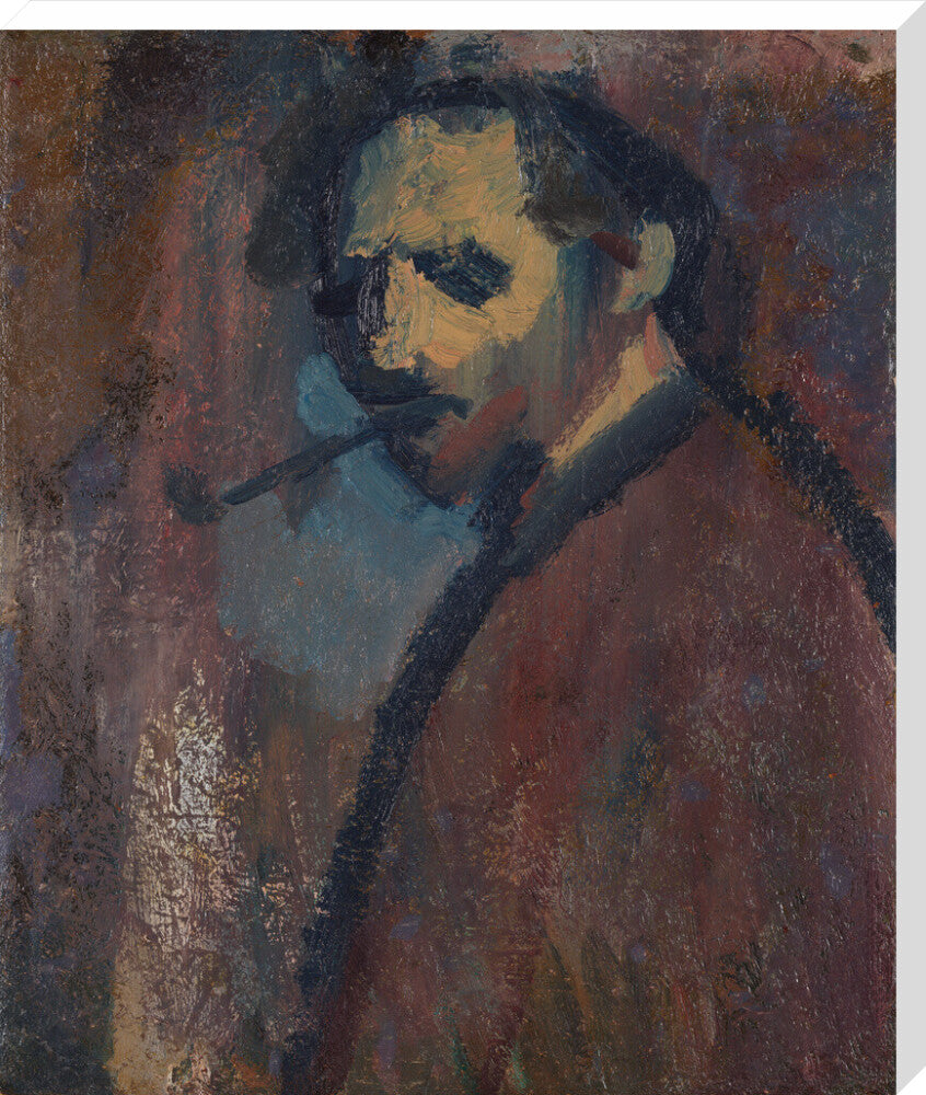 David bomberg (''self portrait with pipe'') portrait print (stretched canvas, extra large, no frame)