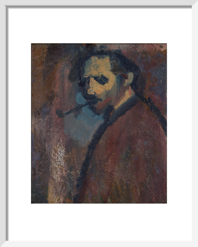 David bomberg (''self portrait with pipe'') portrait print (art print, small, white frame)