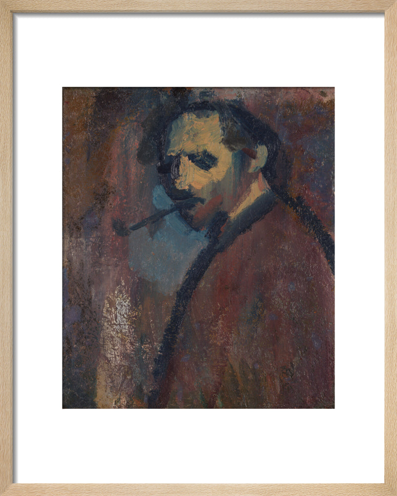 David bomberg (''self portrait with pipe'') portrait print (art print, small, natural frame)