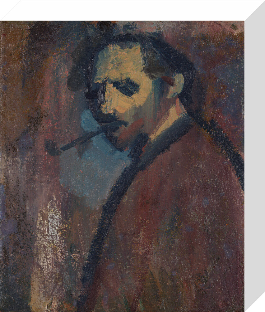 David bomberg (''self portrait with pipe'') portrait print (stretched canvas, small, no frame)