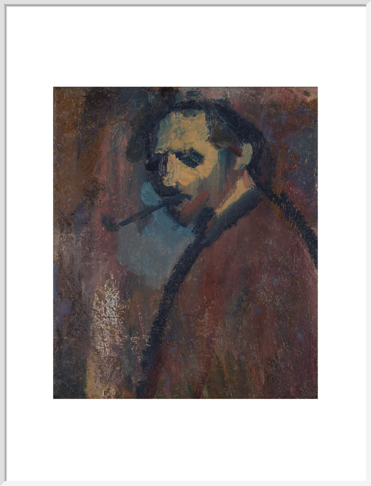 David bomberg (''self portrait with pipe'') portrait print (art print, extra large, white frame)