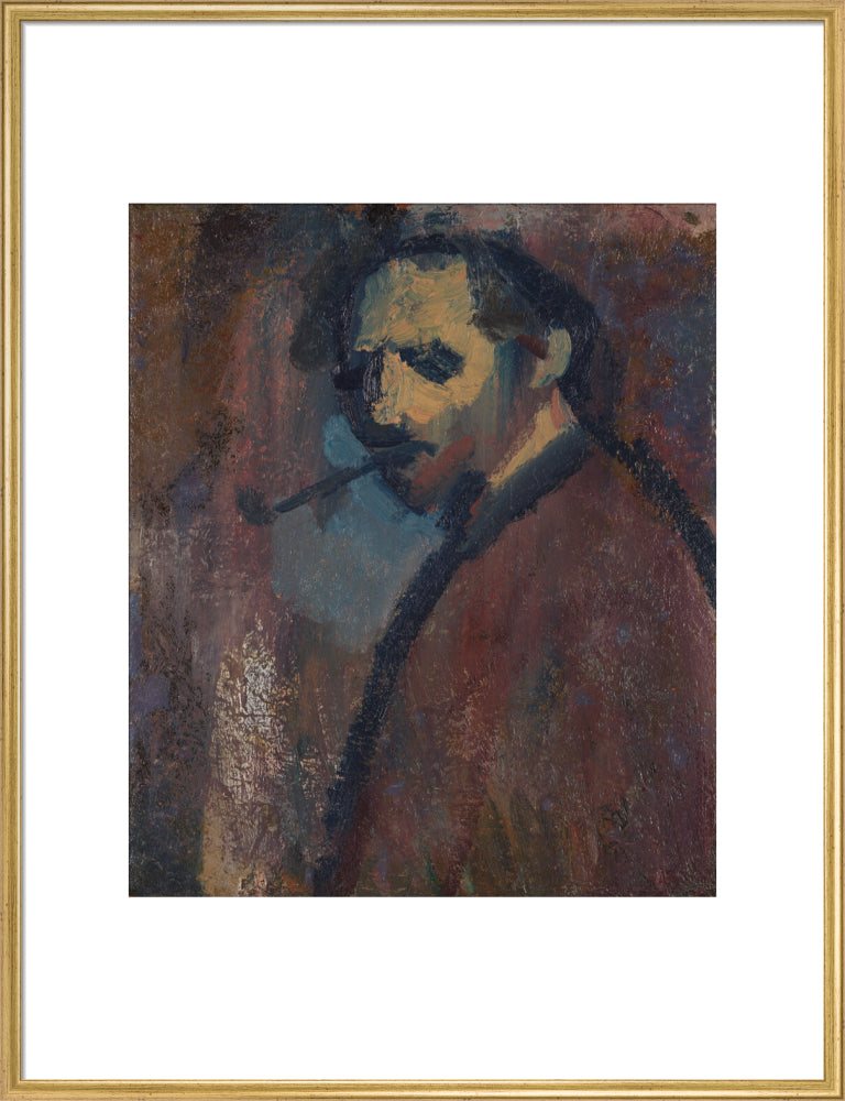 David bomberg (''self portrait with pipe'') portrait print (art print, extra large, gold frame)