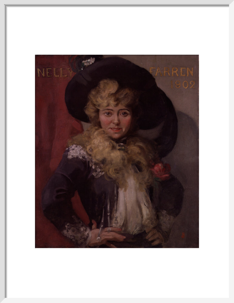 Ellen (''nellie'') farren portrait print (art print, medium, white frame)