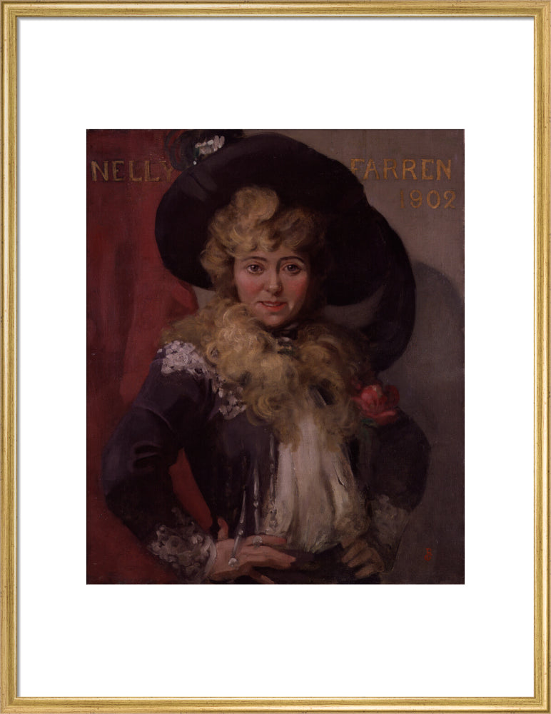 Ellen (''nellie'') farren portrait print (art print, large, gold frame)