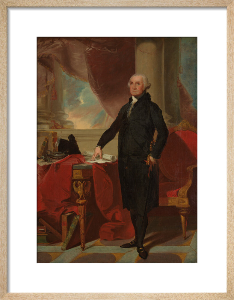 George washington portrait print (art print, small, natural frame)
