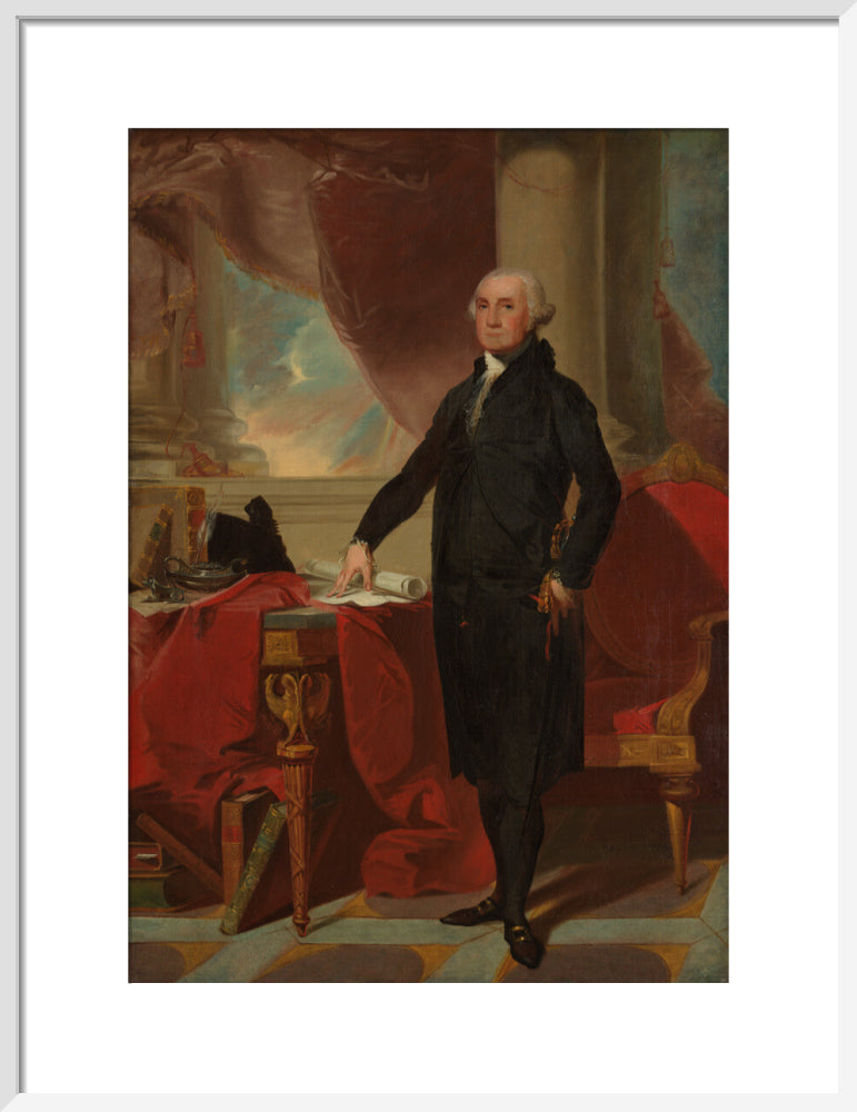 George washington portrait print (art print, medium, white frame)