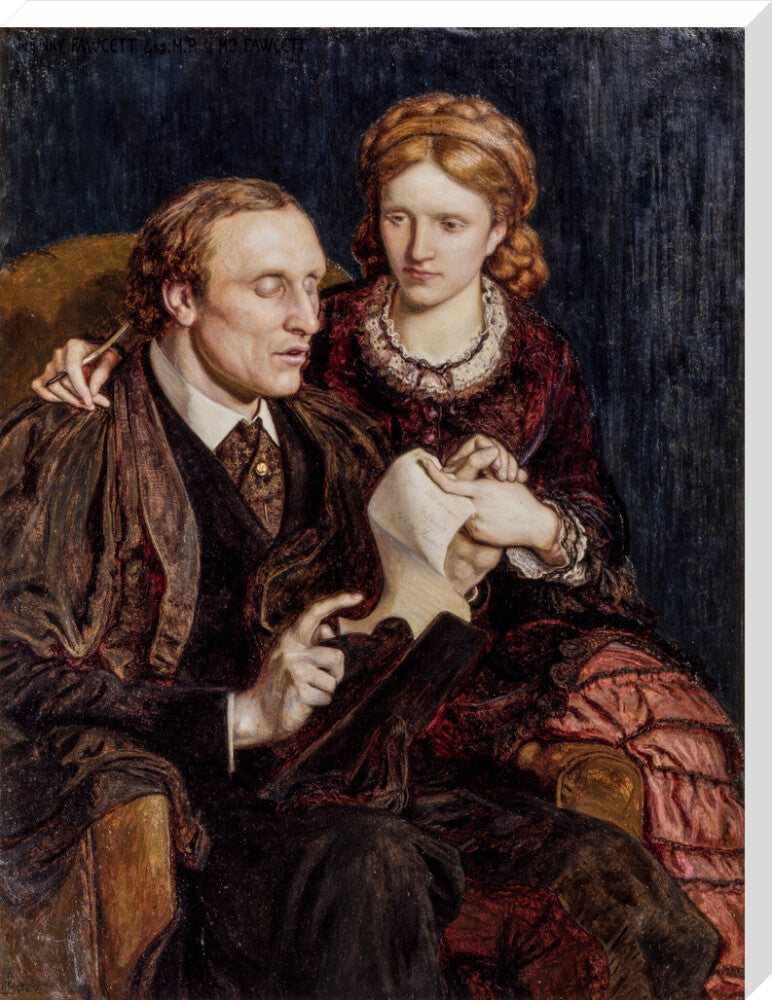 Henry fawcett; dame millicent fawcett portrait print (stretched canvas, extra large, no frame)