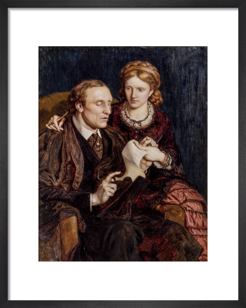 Henry fawcett; dame millicent fawcett portrait print (art print, small, black frame)