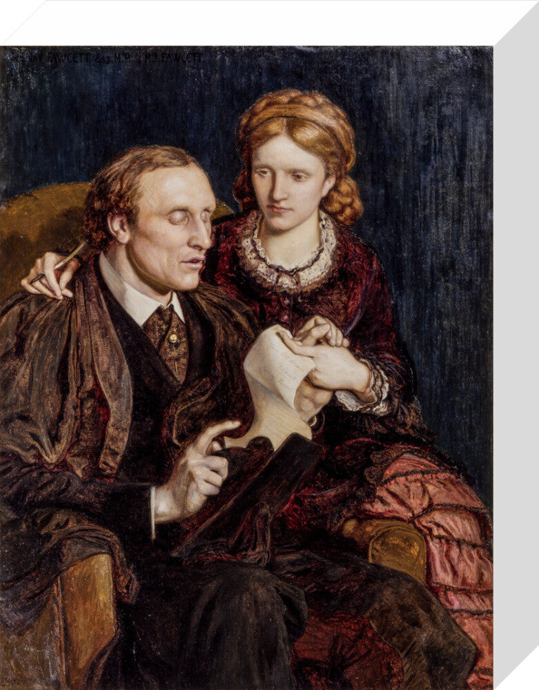 Henry fawcett; dame millicent fawcett portrait print (stretched canvas, small, no frame)