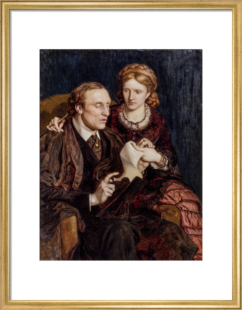 Henry fawcett; dame millicent fawcett portrait print (art print, medium, gold frame)